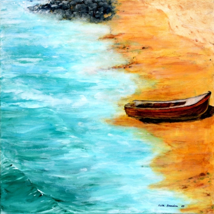 Am Ufer, Acryl, Spachtel, 50x50cm