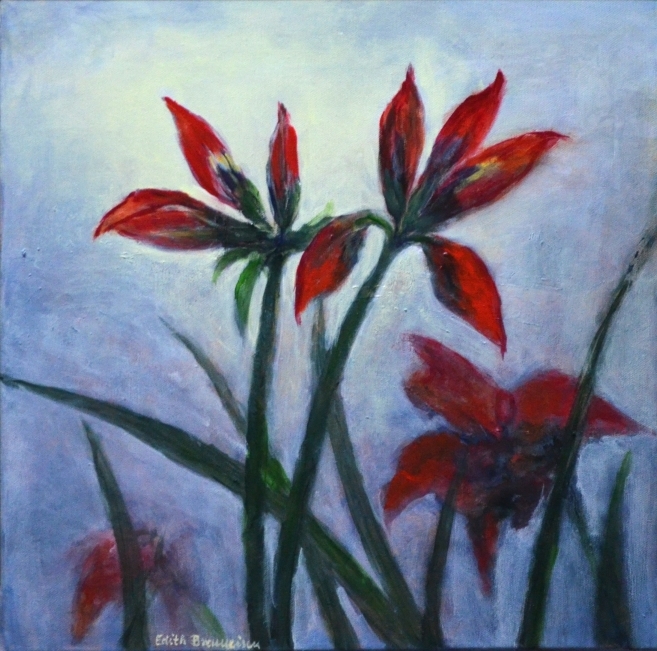 Amaryllis, Mischtechnik, 40x40cm