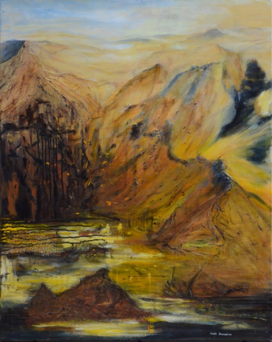 Bergeinsamkeit, Mischtechnik, 100x80cm - VERKAUFT