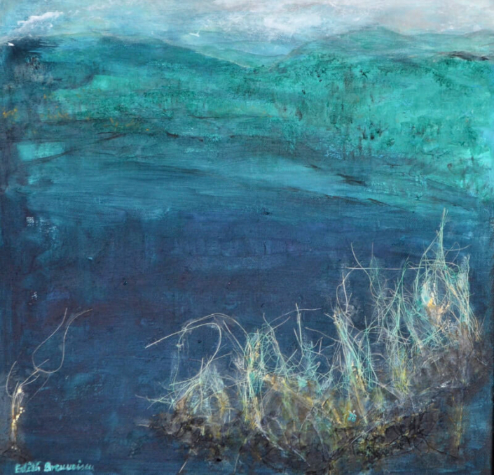 Dunkles Wasser, Mischtechnik, 40x40cm