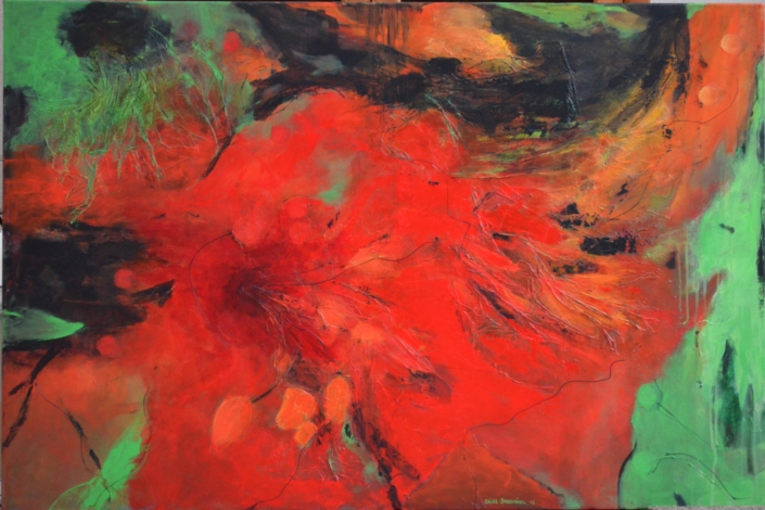 Fleur rouge, Mischtechnik, 80x120cm