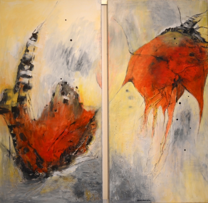 Flora oder Fauna, Mischtechnik, je 100x50cm - VERKAUFT