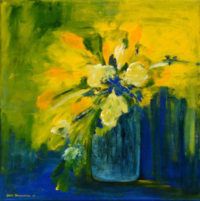 Florales Gelb, Acryl, 50x50cm