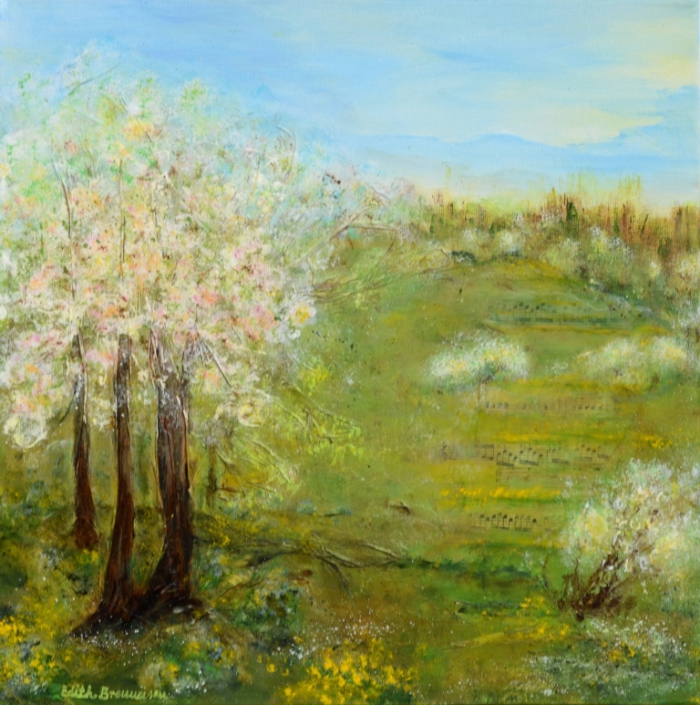 Fruehling, Mischtechnik, 40x40cm