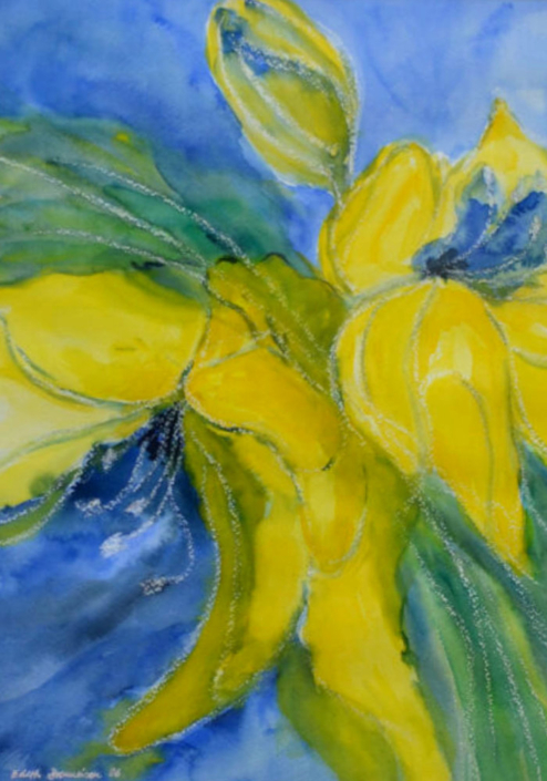 Gelbe Blüte, Aquarell, 60x50 ohne Rahmen