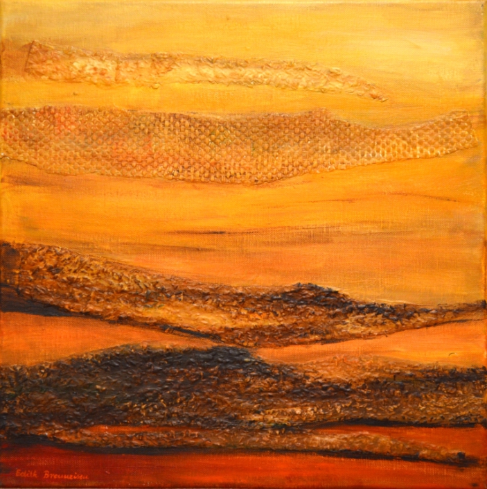 Landschaft in Rot, Mischtechnik, 40x40cm