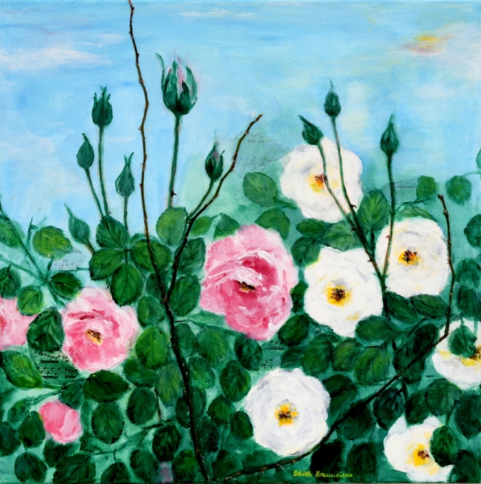 Rosen, Mischtechnik, 50x50cm