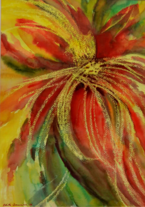 Rote Blüte, Aquarell, 60x50 ohne Rahmen