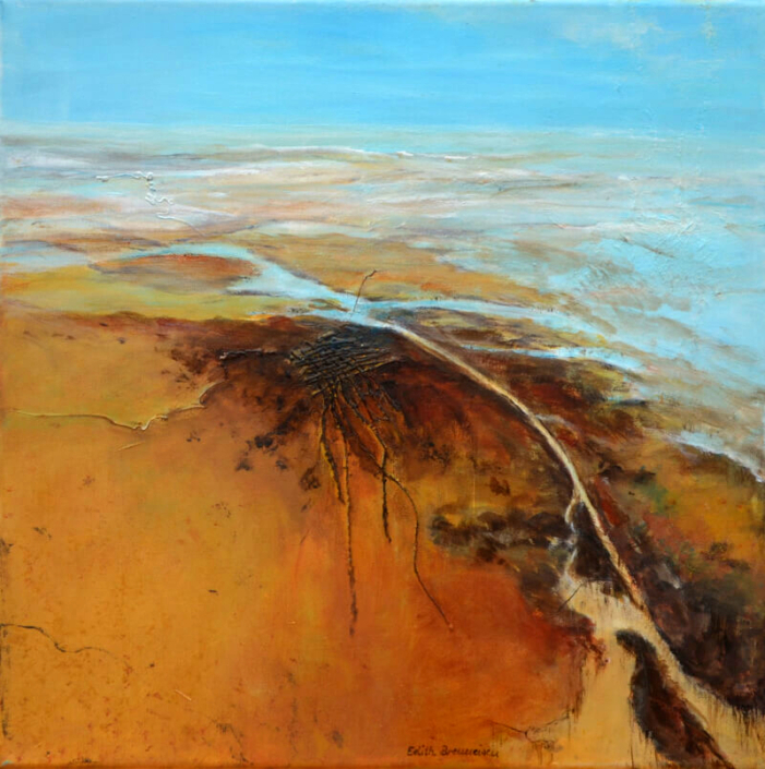 Seenlandschaft, Mischtechnik, 50x50cm