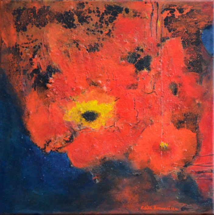 Starkes Rot, Mischtechnik, 50x50cm – VERKAUFT