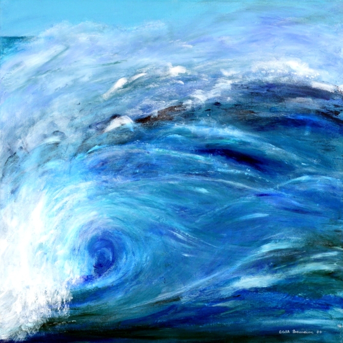 Urkraft Meer, Acryl, Spachtel, 60x60cm - VERKAUFT