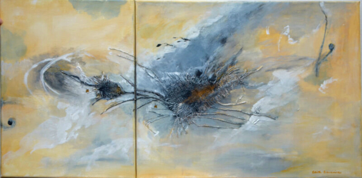 Verbunden, Mischtechnik, zweiteilig, 40x30cm und 40x50cm